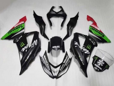 Acquista Carena Moto Kawasaki ZX6R 2013-2018 - Nero Opaco Verde Rosso Bianco Mostro Nevicare