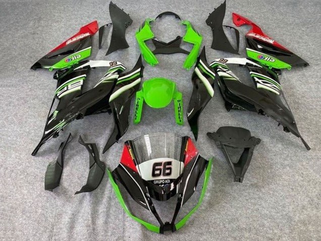 Acquista Carena Moto Kawasaki ZX6R 2013-2018 - Verde Bianco Nero Rosso Elf 66