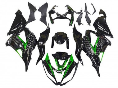 Acquista Carena Moto Kawasaki ZX6R 2013-2018 - Nero Lucido Verde Bianco Honeycomb