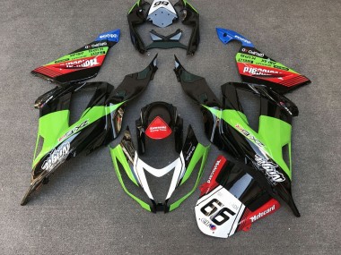 Acquista Carena Moto Kawasaki ZX6R 2013-2018 - Verde Nero Rosso Bianco Motocard 66