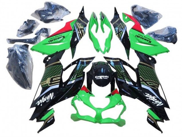 Acquista Carena Moto Kawasaki ZX6R 2019-2022 - Verde Rosso Nero Lucido Honeycomb