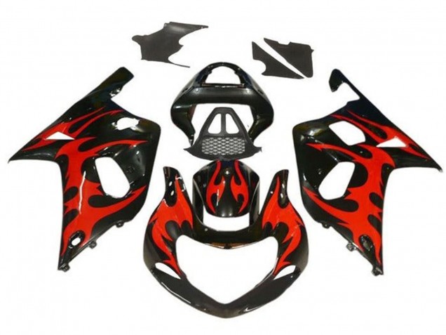 Acquista Carena Moto Suzuki GSXR1000 2000-2002 - Nero Lucido Rosso Tribal
