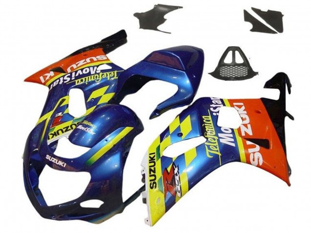 Acquista Carena Moto Suzuki GSXR1000 2000-2002 - Blu Giallo Rosso Telefumica Motul
