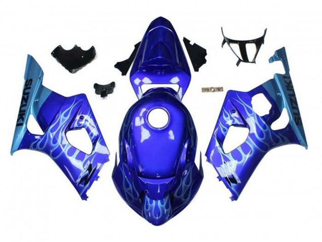 Acquista Carena Moto Suzuki GSXR 1000 2003-2004 - Blu Azzurro Chiaro Bianco Fiamma