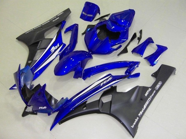 Acquista Carena Moto Yamaha YZF R6 2006-2007 - Blu Bianco Nero Opaco Motul