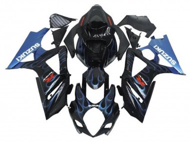 Acquista Carena Moto Suzuki GSXR 1000 2005-2006 - Nero Azzurro Chiaro Fiamma