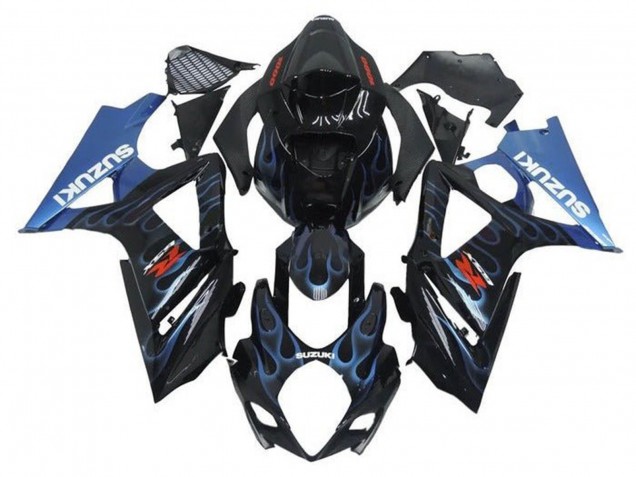 Acquista Carena Moto Suzuki GSXR 1000 2005-2006 - Nero Azzurro Chiaro Fiamma