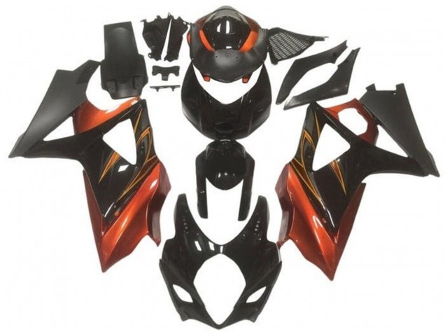Acquista Carena Moto Suzuki GSXR 1000 2005-2006 - Nero Lucido Nero Opaco Arancia