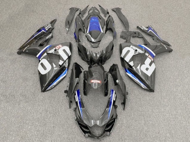 Acquista Carena Moto Suzuki GSXR1000 2017-2024 - Falso Fibra di Carbonio Bianco Blu