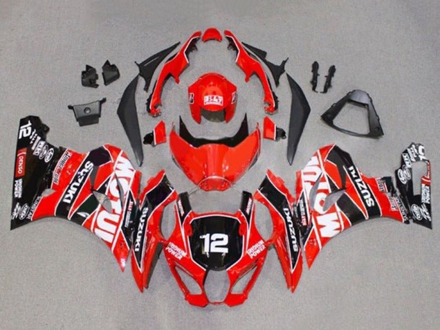 Acquista Carena Moto Suzuki GSXR1000 2017-2024 - Rosso Bianco Nero Motul 12