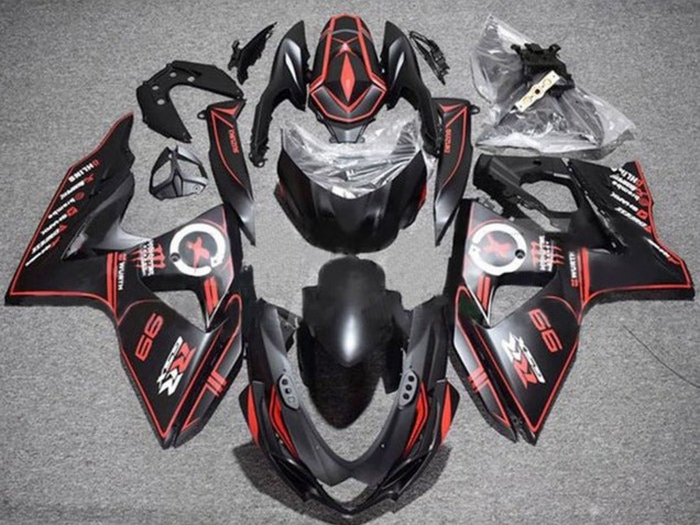 Acquista Carena Moto Suzuki GSXR 1000 2009-2016 - Nero Opaco Rosso Gessato