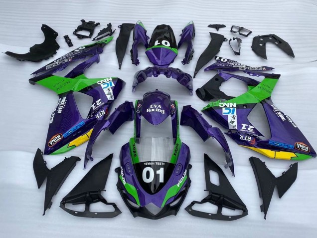 Acquista Carena Moto Suzuki GSXR 1000 2009-2016 - Viola Verde Nero Giallo 01