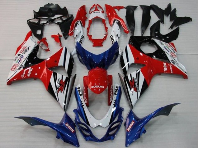 Acquista Carena Moto Suzuki GSXR 1000 2009-2016 - Bianco Rosso Blu Nero Banda