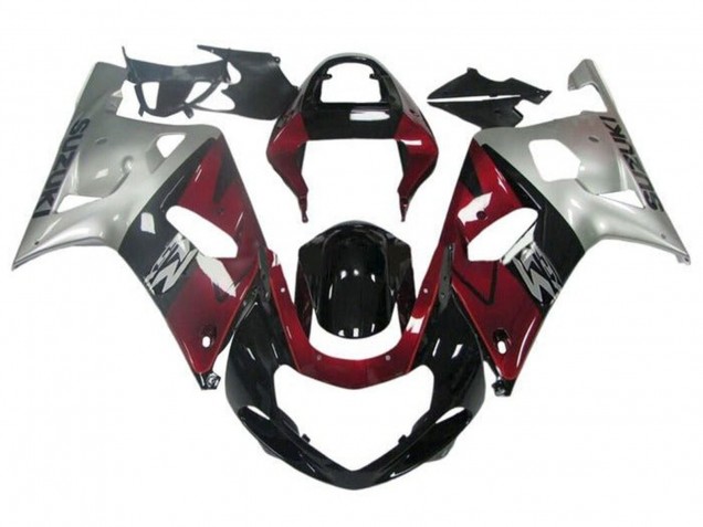 Acquista Carena Moto Suzuki GSXR 600 / GSXR 750 2001-2003 - Argento Rosso Nero Lucido