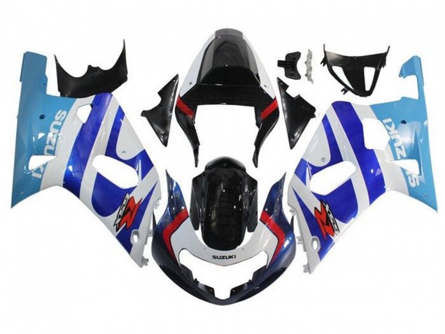 Acquista Carena Moto Suzuki GSXR 600 / GSXR 750 2001-2003 - Bianco Triple Blu Nero Lucido Rosso