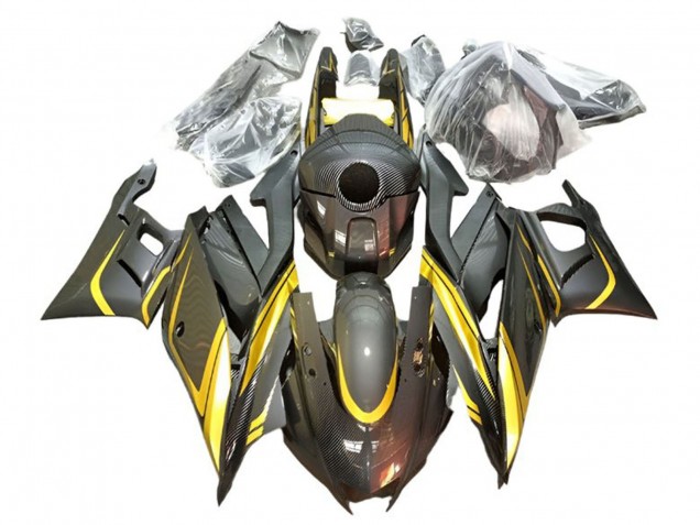 Acquista Carena Moto Yamaha YZF R3/R25 2022-2024 - Oro Nero Fibra di Carbonio Stile