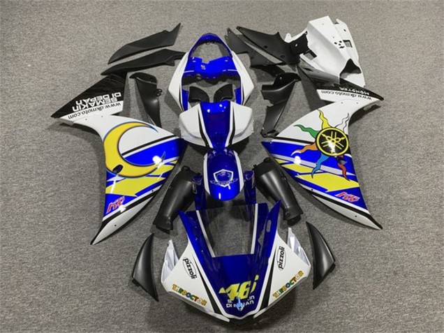 Acquista Carena Moto Yamaha YZF 1000 R1 2009-2011 - Bianco Blu Giallo Nero Sun Moon