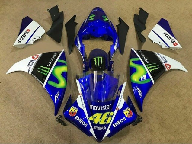 Acquista Carena Moto Yamaha YZF 1000 R1 2012-2014 - Blu Bianco Nero Verde MoviStar Mostro ENEOS