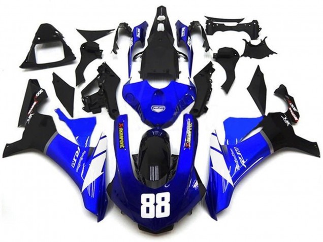 Acquista Carena Moto Yamaha YZF 1000 R1 2015-2019 - Blu Bianco Nero Lucido Akropovic