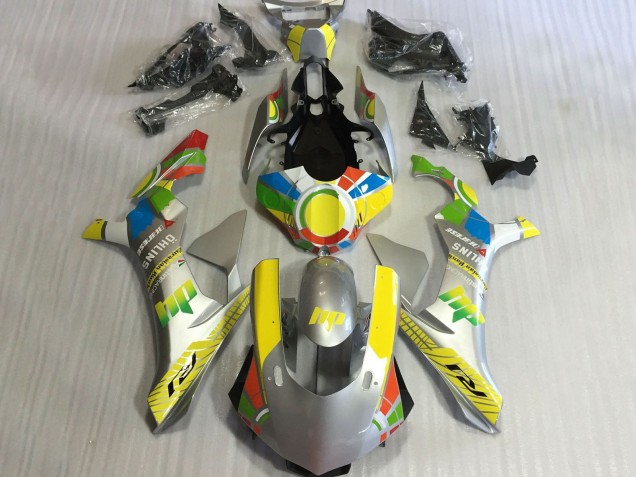 Acquista Carena Moto Yamaha YZF 1000 R1 2015-2019 - Argento Giallo Blu Rosso Ruota dei Colori