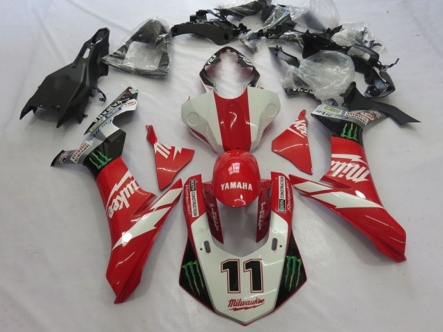 Acquista Carena Moto Yamaha YZF 1000 R1 2015-2019 - Bianco Rosso Nero Verde Mostro Milwaukee 11