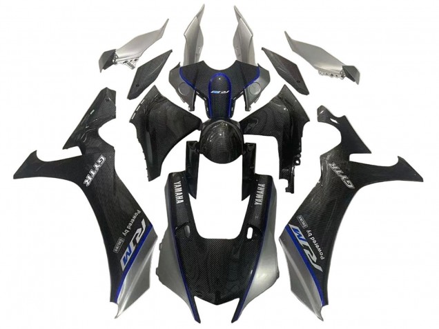 Acquista Carena Moto Yamaha YZF 1000 R1 2020-2025 - Falso Fibra di Carbonio Argento Blu