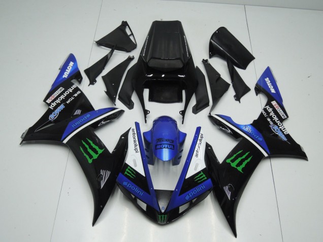 Acquista Carena Moto Yamaha YZF 1000 R1 2002-2003 - Blu Bianco Nero Verde Motul Verde Mostro