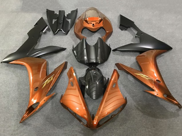 Acquista Carena Moto Yamaha YZF 1000 R1 2004-2006 - Arancia Falso Fibra di Carbonio Nero Opaco