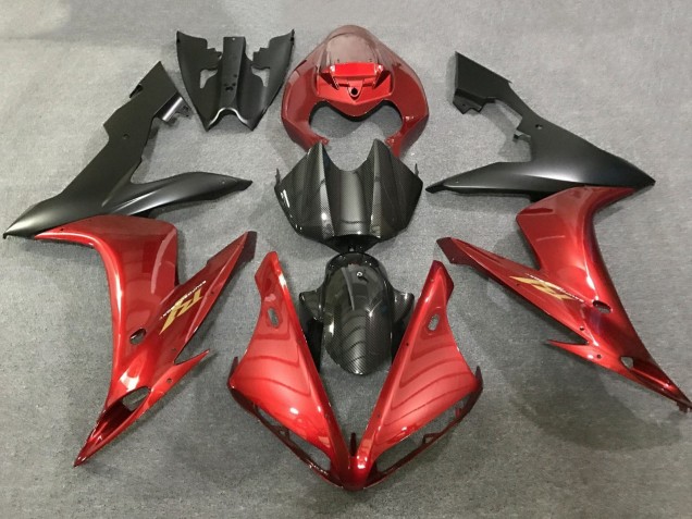 Acquista Carena Moto Yamaha YZF 1000 R1 2004-2006 - Rosso Falso Fibra di Carbonio Nero Opaco