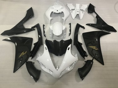 Acquista Carena Moto Yamaha YZF 1000 R1 2007-2008 - Bianco Falso Fibra di Carbonio Oro Decal