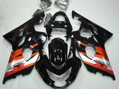 Acquista Carena Moto Suzuki GSXR 600 / GSXR 750 2004-2005 - Nero Lucido Arancia Bianco Decal