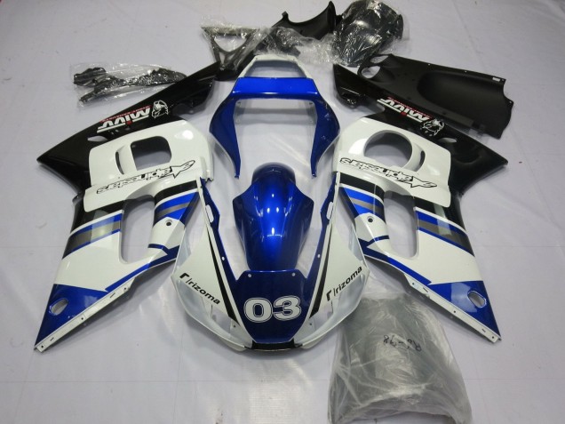 Acquista Carena Moto Yamaha YZF R6 1998-2002 - Bianco Blu Nero Lucido Rizoma 03