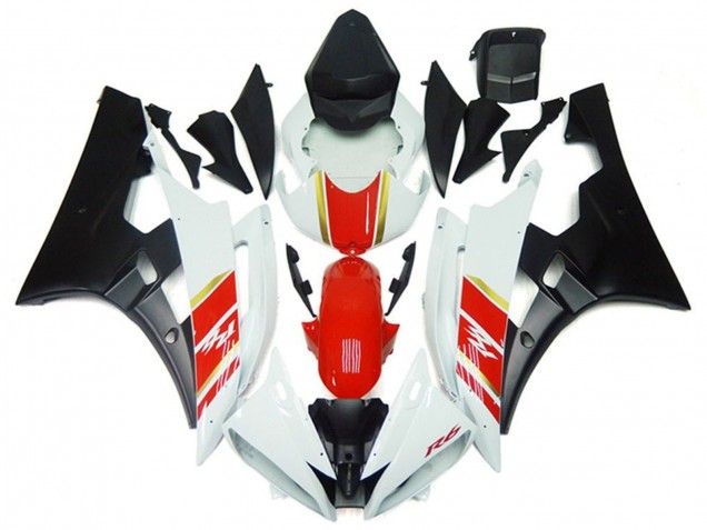 Acquista Carena Moto Yamaha YZF R6 2006-2007 - Bianco Rosso Oro Nero Opaco