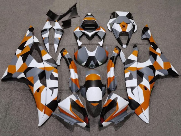 Acquista Carena Moto Yamaha YZF R6 2008-2016 - Bianco Arancia Grigio Nero Camouflage