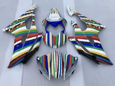 Acquista Carena Moto Yamaha YZF R6 2008-2016 - Bianco Blu Verde Giallo Rosso Arcobaleno Banda