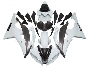 Acquista Carena Moto Yamaha YZF R6 2008-2016 - Bianco Falso Fibra di Carbonio Stile