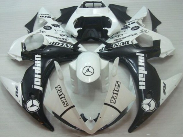 Acquista Carena Moto Yamaha YZF R6 2005 - Bianco Nero Lucido Jordan Dunlop