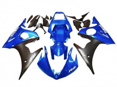 Acquista Carene Moto Yamaha YZF R6 2003-2004 - Blu Nero Opaco Bianco Decals