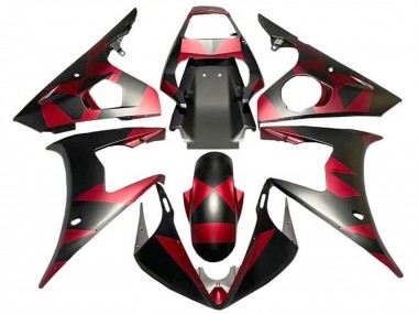 Acquista Carene Moto Yamaha YZF R6 2003-2004 - Rosso Nero Opaco Geometrico