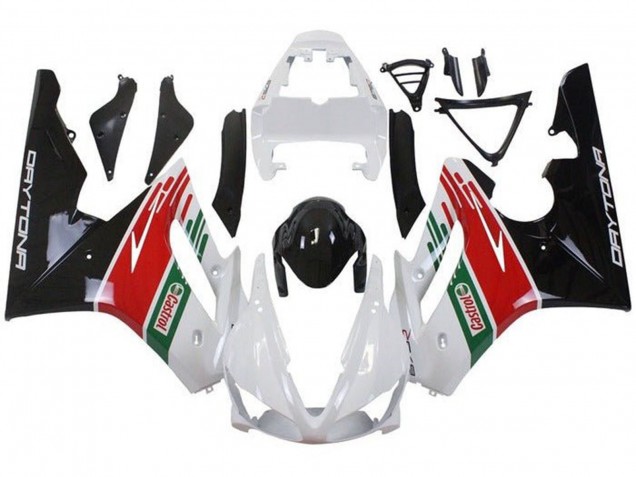 Acquista Carena Moto Triumph Daytona 675 Triple 2009-2012 - Bianco Rosso Verde Nero Lucido Castrol