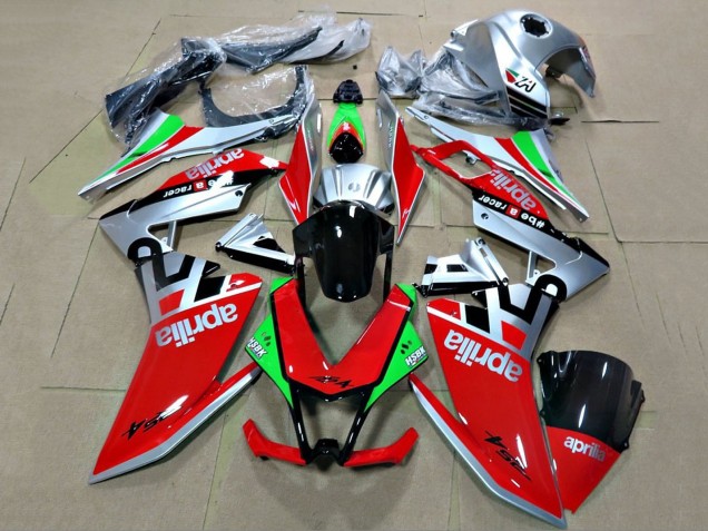Acquista Carena Moto Aprilia RS4 50 125 2012-2018 - Argento Rosso Verde Nero Lucido