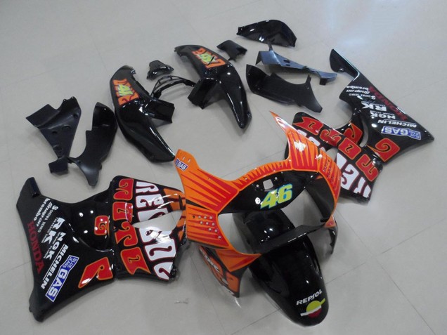 Acquista Carene Moto Honda CBR900RR 919 1998-1999 - Nero Lucido Arancia Rossi