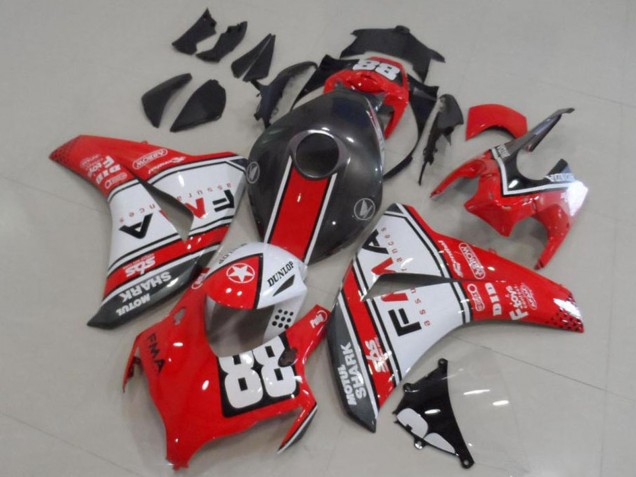 Acquista Carena Moto Honda CBR1000RR 2008-2011 - Bianco Rosso Nero Opaco Dunlop Fiamm 88