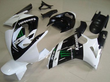 Acquista Carena Moto Kawasaki ZX6R 2003-2004 - Bianco Nero Lucido Verde Mostro