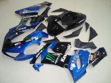 Acquista Carena Moto Kawasaki ZX6R 2005-2006 - Blu Nero Lucido Verde Mostro