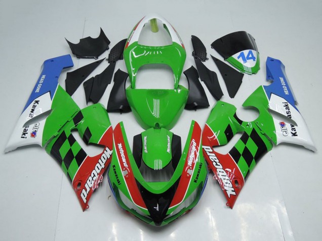 Acquista Carena Moto Kawasaki ZX6R 2005-2006 - Bianco Verde Rosso Blu Nero Motocard