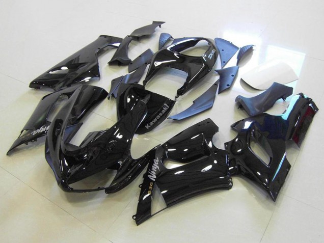 Acquista Carena Moto Kawasaki ZX6R 2005-2006 - Nero Lucido Argento Decals