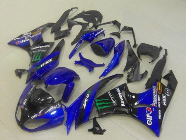 Acquista Carena Moto Kawasaki ZX6R 2009-2012 - Blu Nero Lucido Verde Elf Mostro Bridgestone
