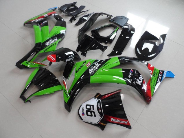 Acquista Carena Moto Kawasaki ZX10R 2011-2015 - Verde Rosso Nero Lucido KIPS Motocard Elf 66