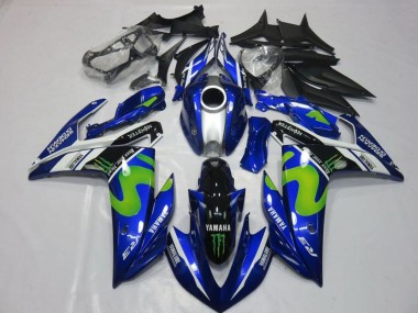 Acquista Carena Moto Yamaha YZF R3 2015-2018 - Blu Bianco Nero Verde MoviStar Mostro